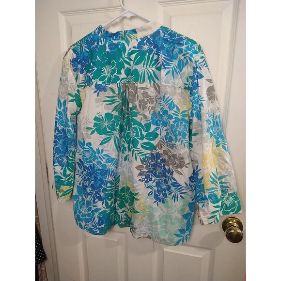 JM Collection Woman 16 Blouse V Neck Floral Multi Color 3/4 Sleeve Hawaiian Vibe - Picture 9 of 9